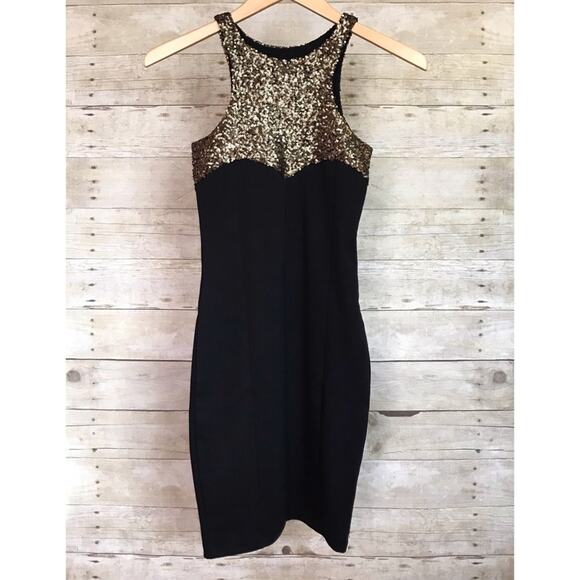 NEW One Teaspoon Stoned Black Gold Sequin Bodycon Party NYE Holiday Dress XXS - Picture 1 of 12